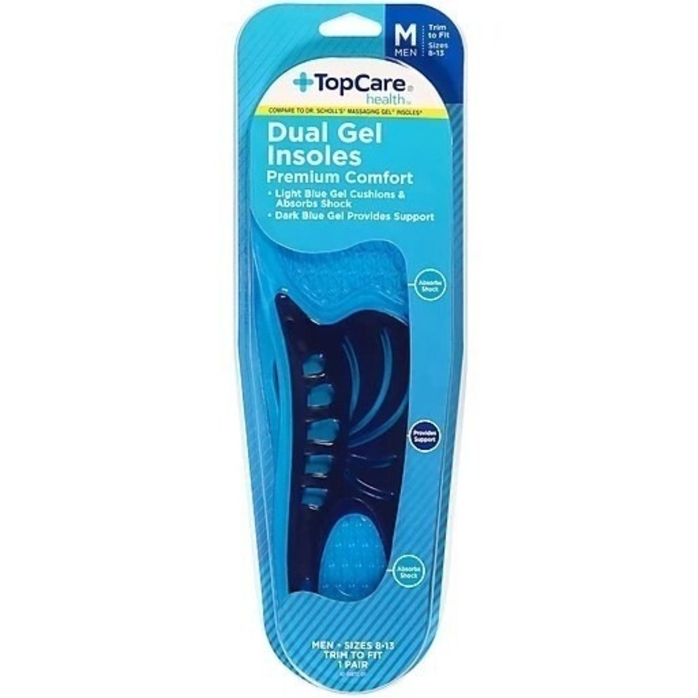 NWT TopCare Men's Premium Comfort Insoles Dual‎ Gel-